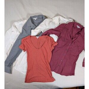 Lot Of 5 Sz 1 Standard James Perse 4 Button Up Ribbed Side 1 T- Shirt *FLAWS*